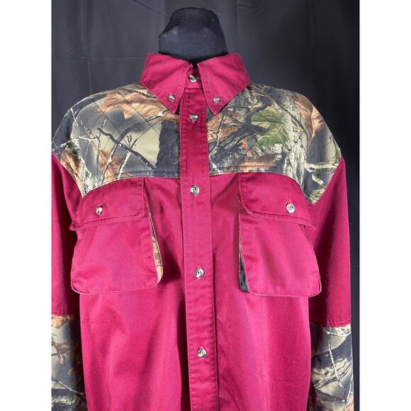 TrailCrest Men's Camo Hunting Shooting Shirt, Burgundy - Picture 6 of 9